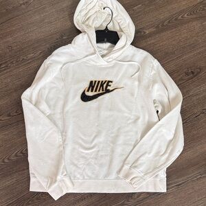 Nike white hoodie with black and gold EUC Medium